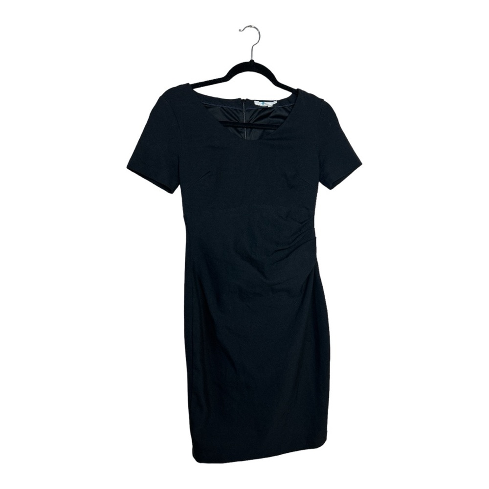 Boden Black Midi Jersey Dress Ruched Waist Size 6P. B4